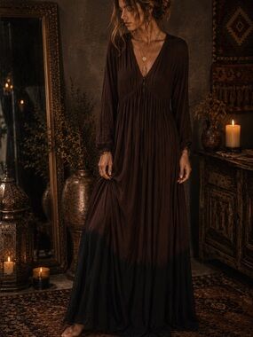 Raquel Allegra Brown Dip Dye Viscose Dress SZ 0